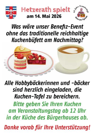 Kuchenspenden für Hetzerath spielt